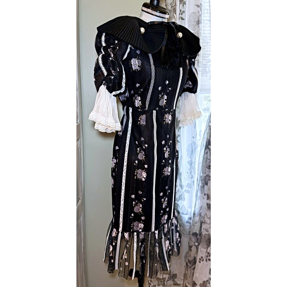 Swankiss TS Dry Rose MO/P Floral Midi Lace Dress Himekaji Gyaru Glam Japan - Picture 11 of 16